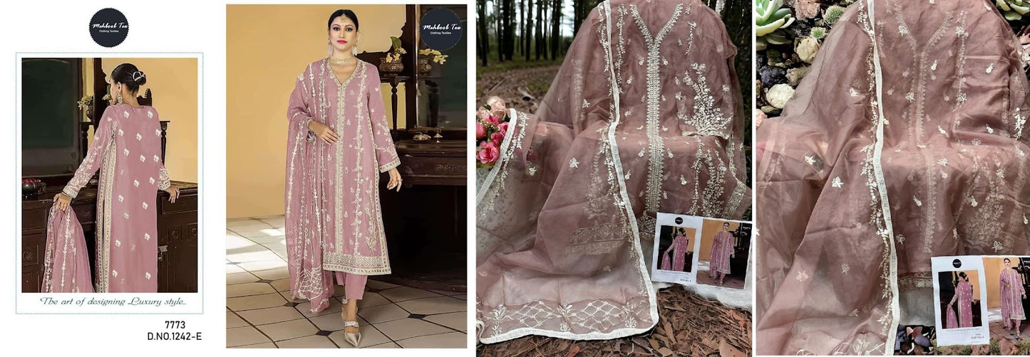 1242 Mehboob Tex Organza Pakistani Salwar Suits
