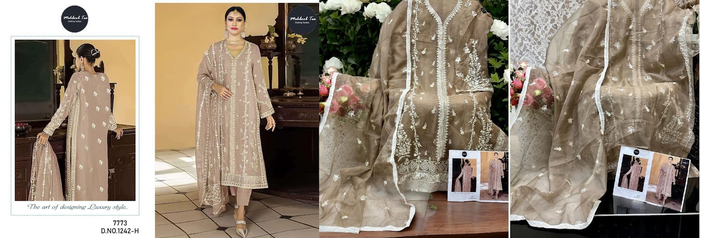 1242 Mehboob Tex Organza Pakistani Salwar Suits