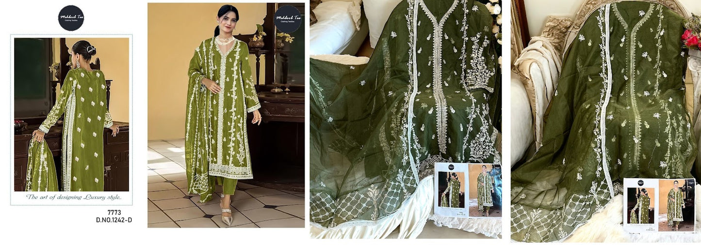 1242 Mehboob Tex Organza Pakistani Salwar Suits