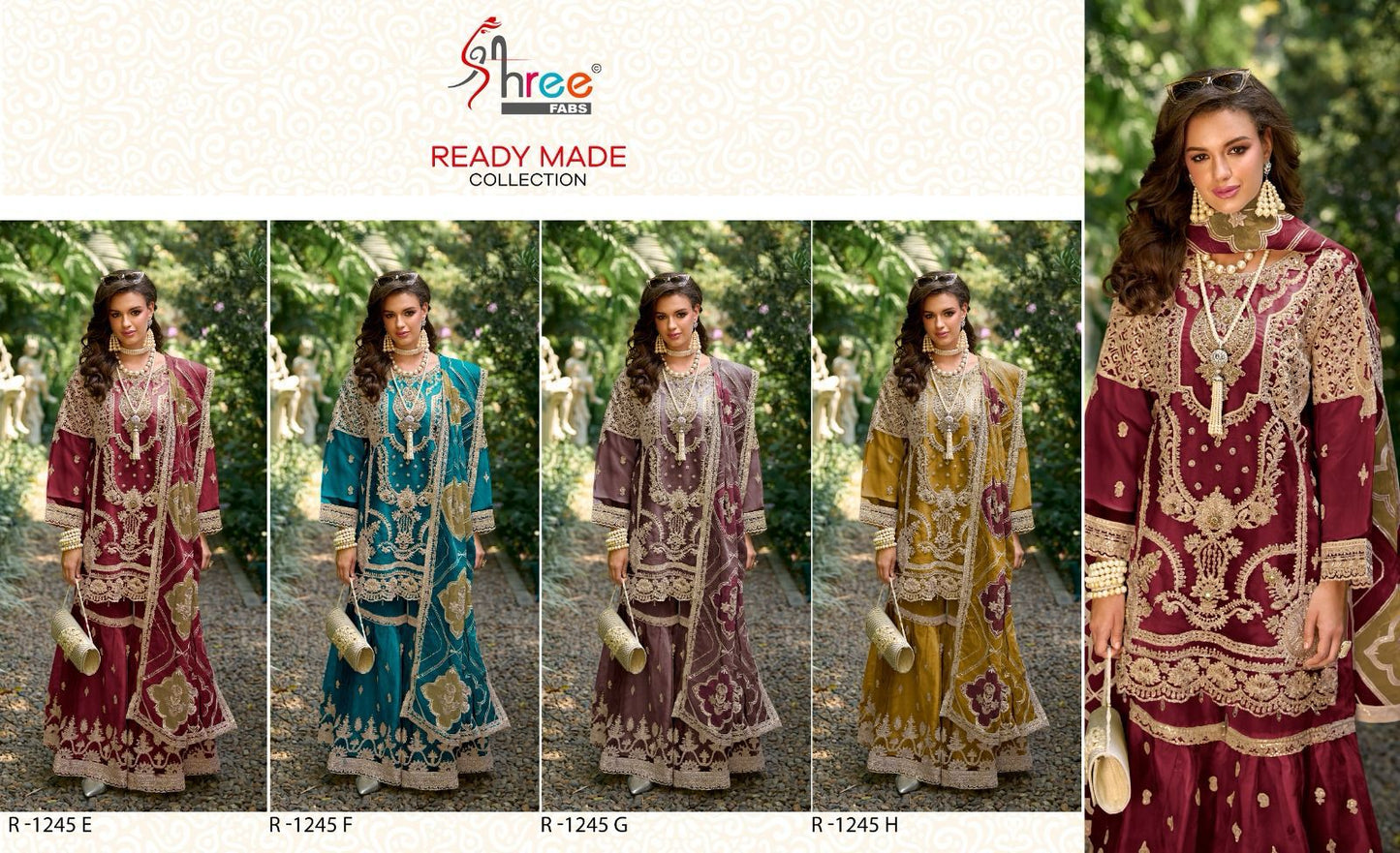 1245Colours Shree Fabs Organza Pakistani Readymade Suits