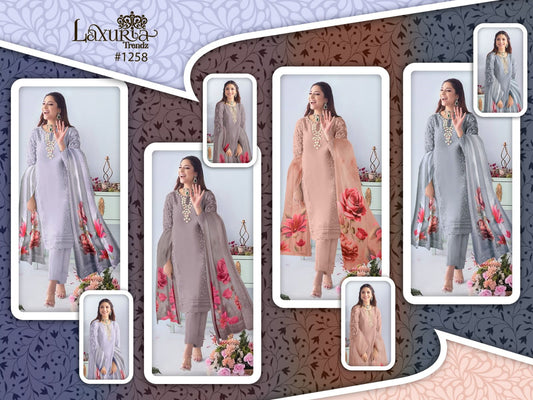 1258-New Laxuria Trendz Organza Pakistani Readymade Suits