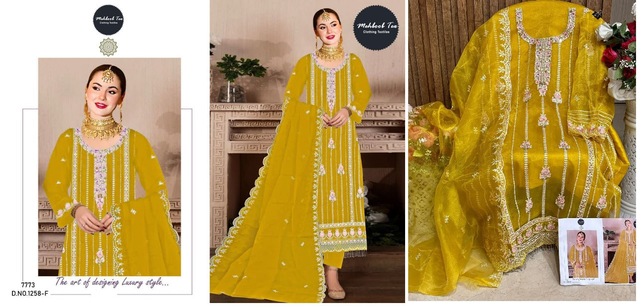 1258 Mehboob Tex Organza Pakistani Salwar Suits
