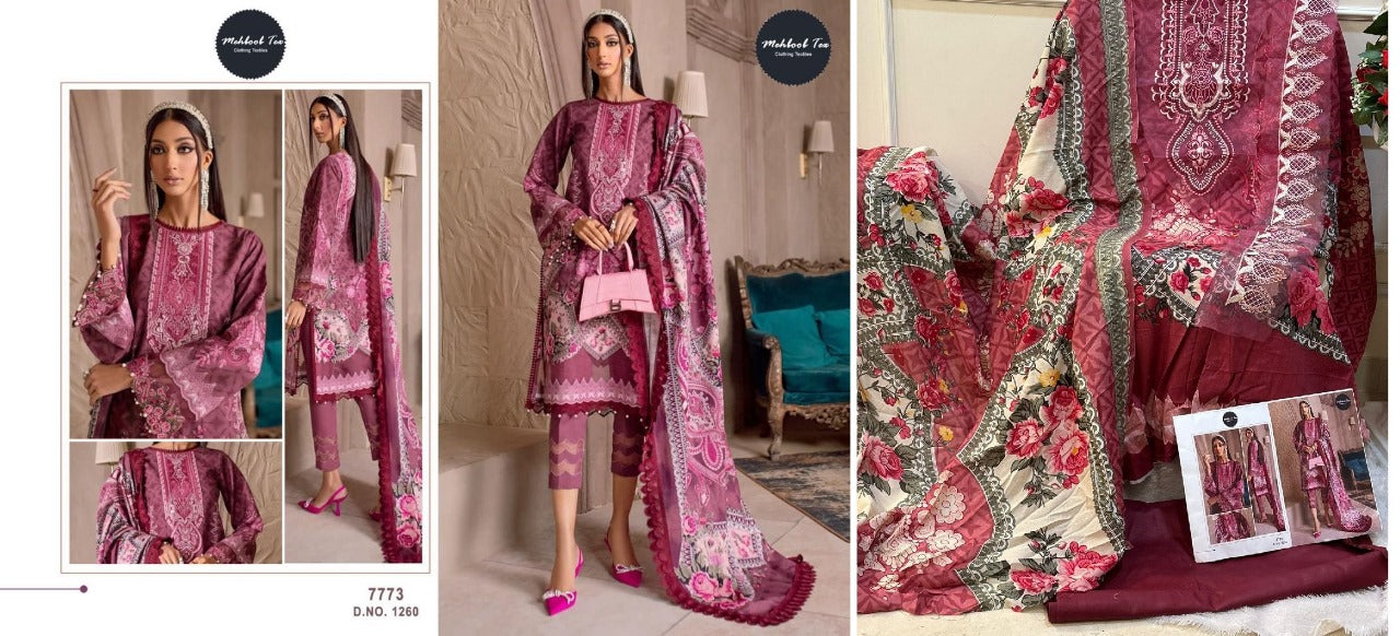 1260 -1265 Mehboob Tex Pure Cotton Pakistani Patch Work Suits