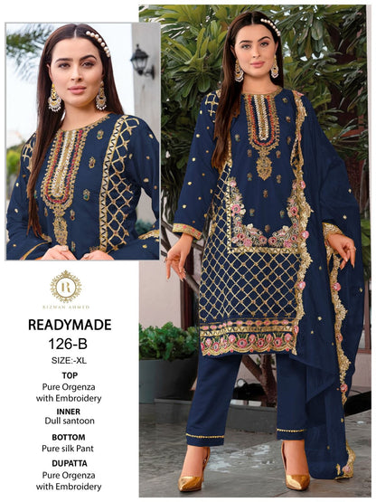 126 Rizwan Ahmed Organza Pakistani Readymade Suits
