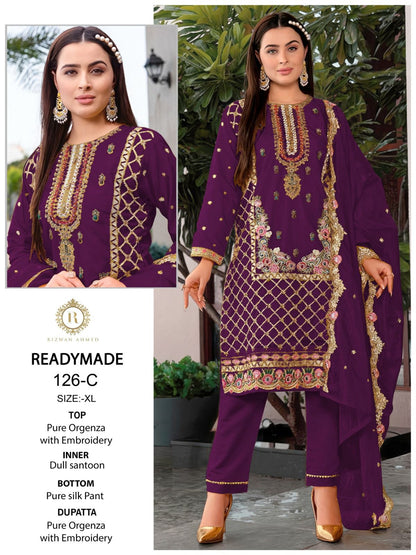 126 Rizwan Ahmed Organza Pakistani Readymade Suits