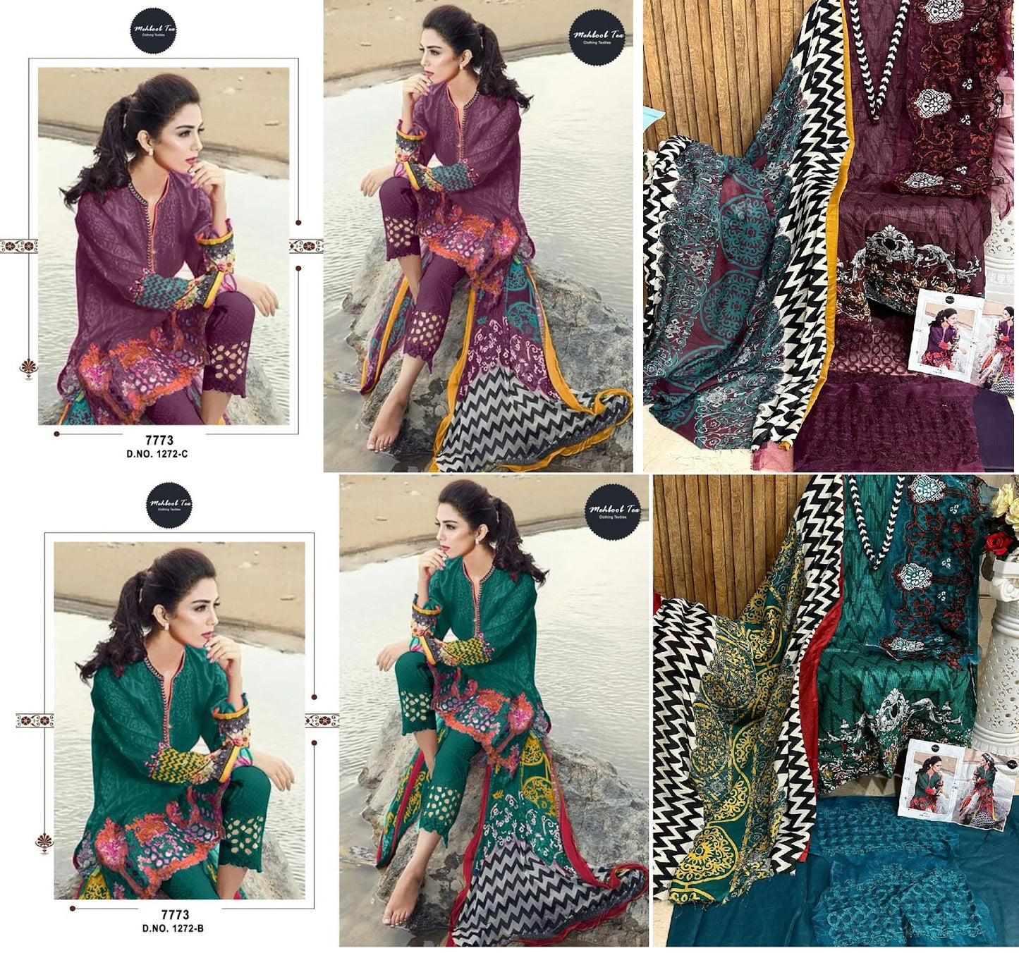 1272 Mehboob Tex Pure Cotton Pakistani Patch Work Suits