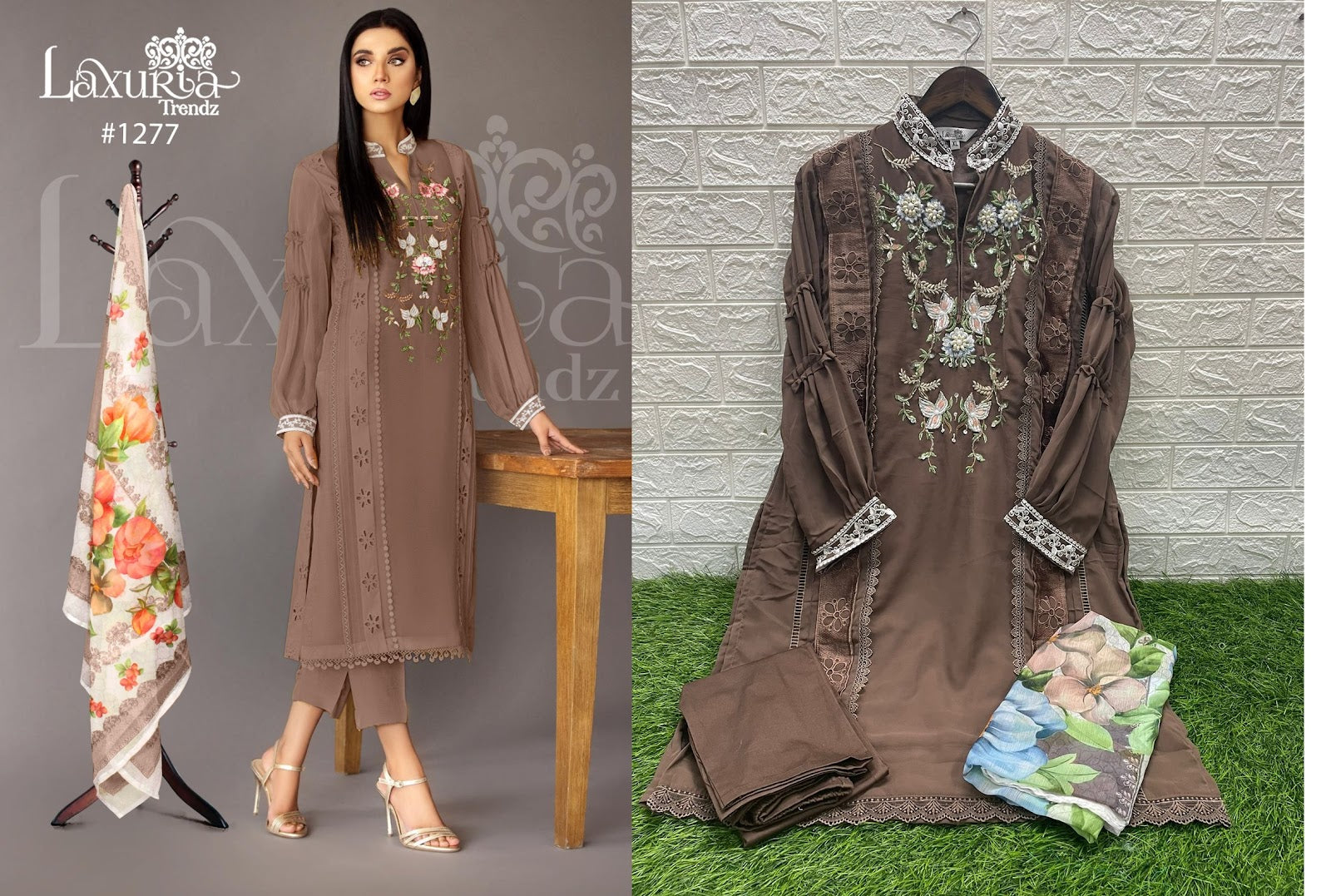 1277-New Laxuria Trendz Fox Georgette Pakistani Readymade Suits