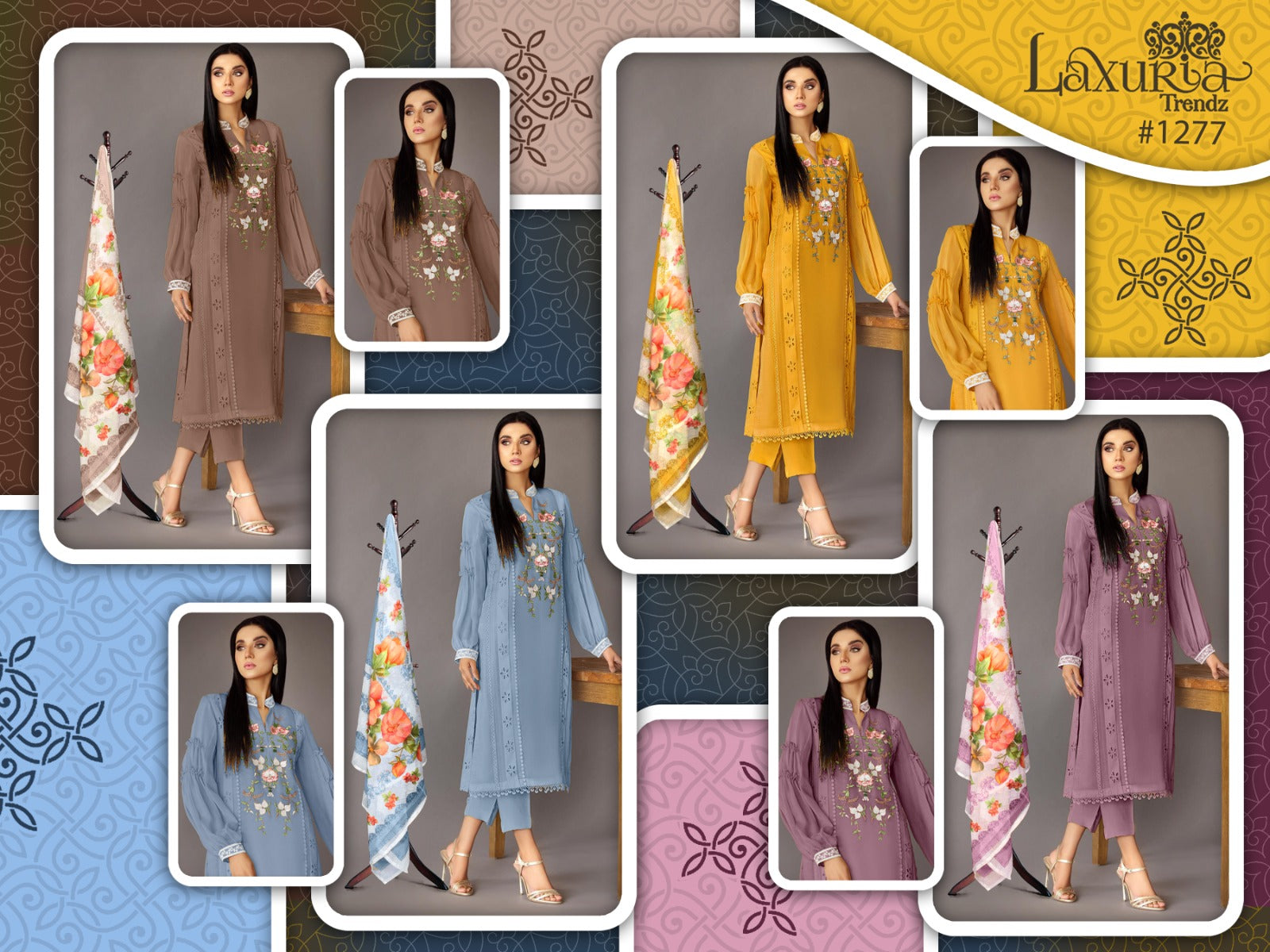1277-New Laxuria Trendz Fox Georgette Pakistani Readymade Suits