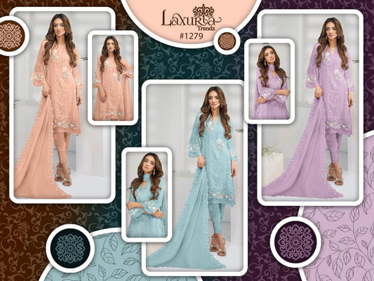 1279-New Laxuria Trendz Fox Georgette Pakistani Readymade Suits
