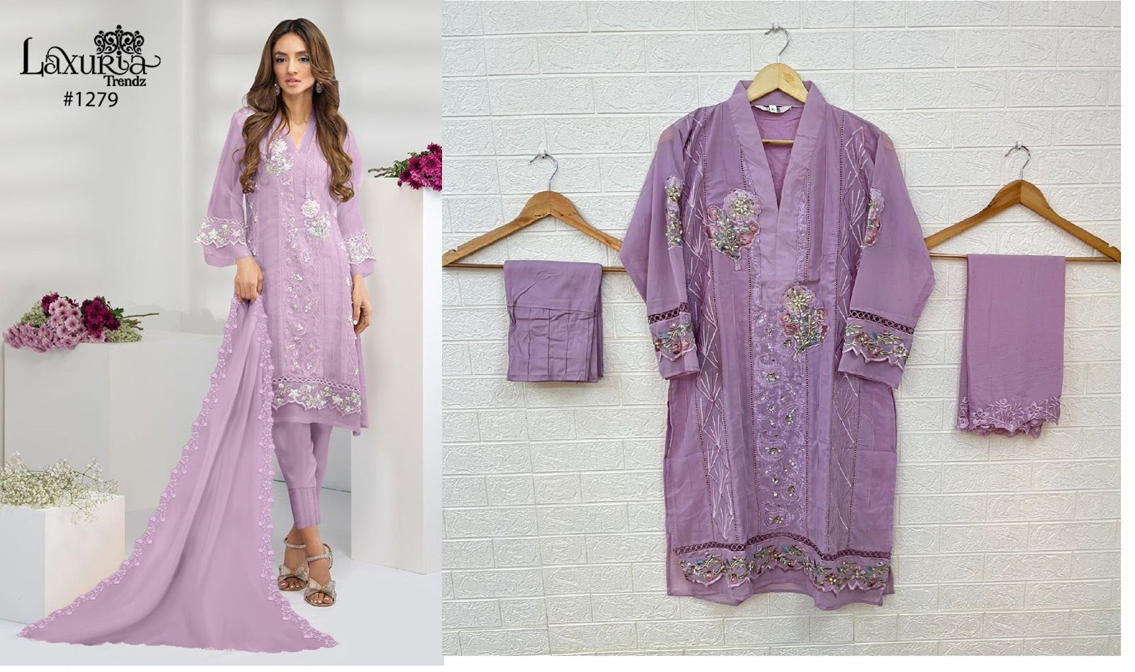1279-New Laxuria Trendz Fox Georgette Pakistani Readymade Suits