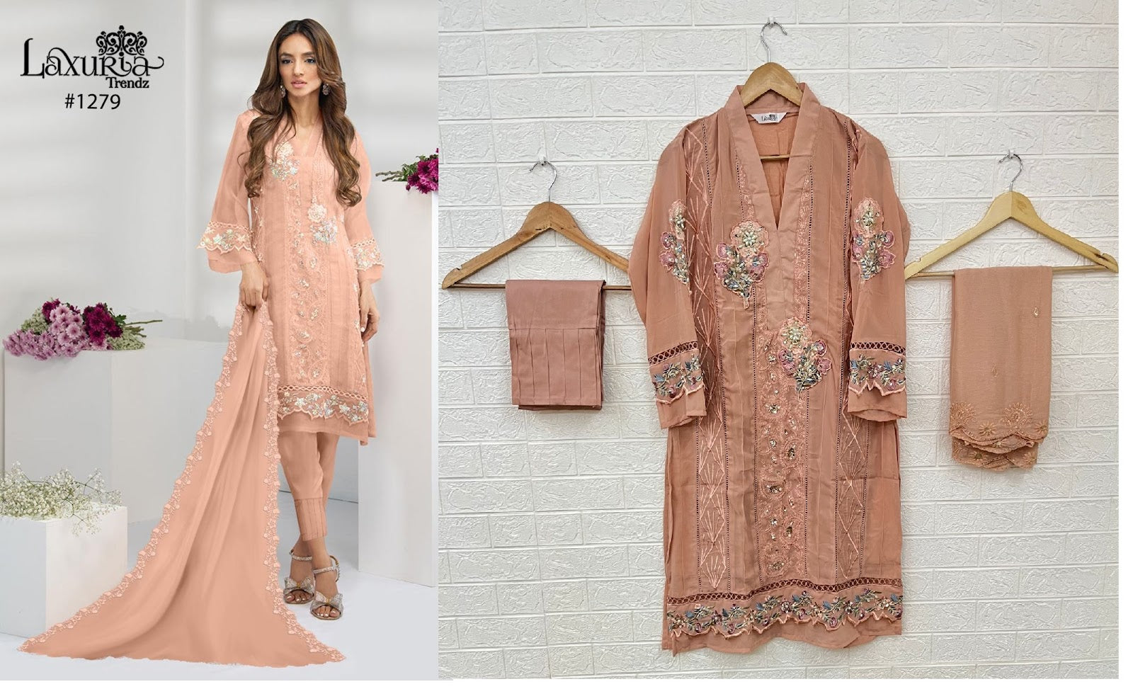 1279-New Laxuria Trendz Fox Georgette Pakistani Readymade