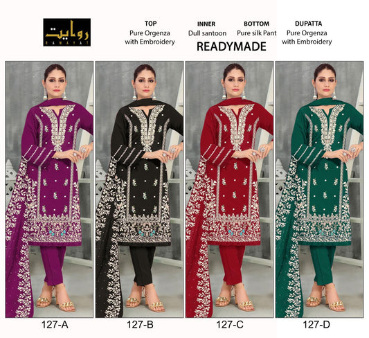 127 Rawayat Organza Pakistani Readymade Suits