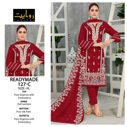 127 Rawayat Organza Pakistani Readymade Suits