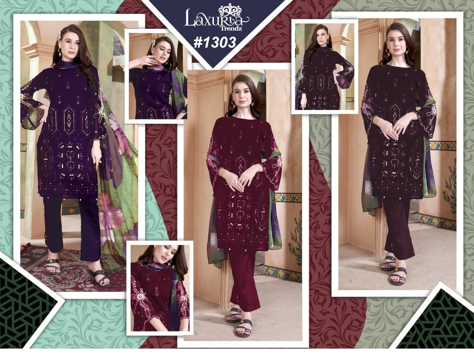 1303 Laxuria Trendz Fox Georgette Pakistani Readymade Suits