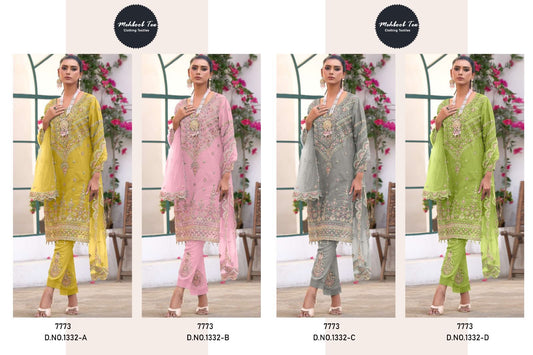 1332 Mehboob Tex Organza Pakistani Salwar Suits