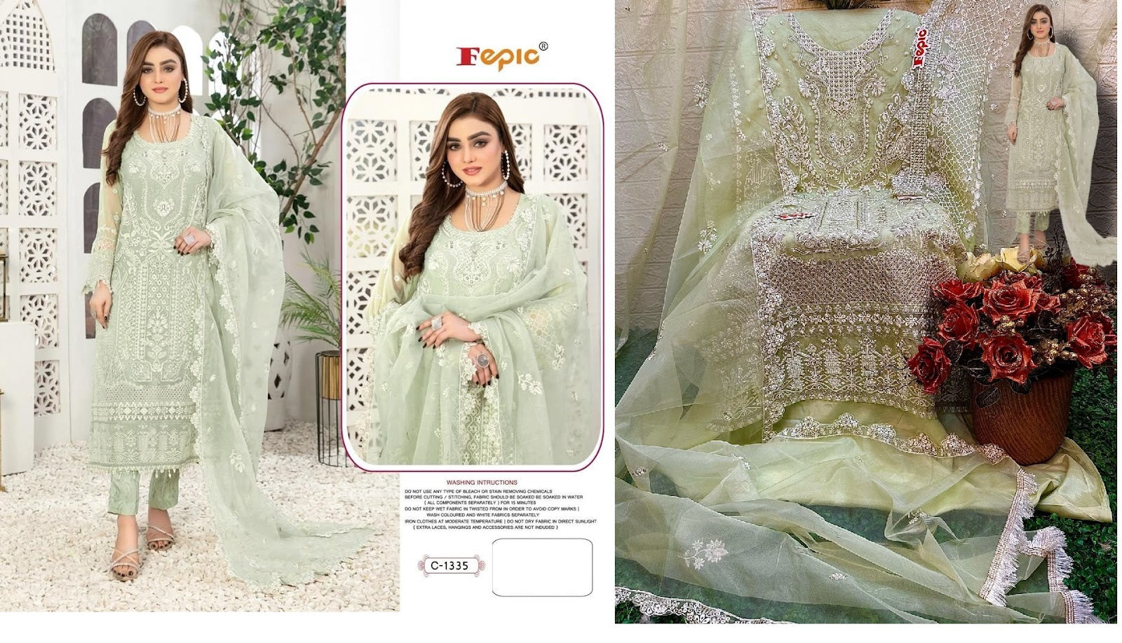 1335 Fepic Organza Pakistani Salwar Suits