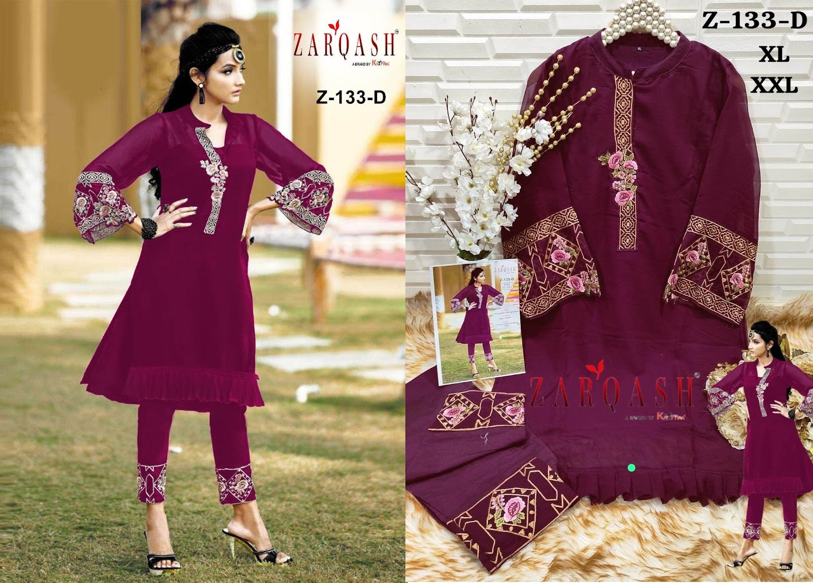 133 Zarqash Fox Georgette Kurti Pant Set