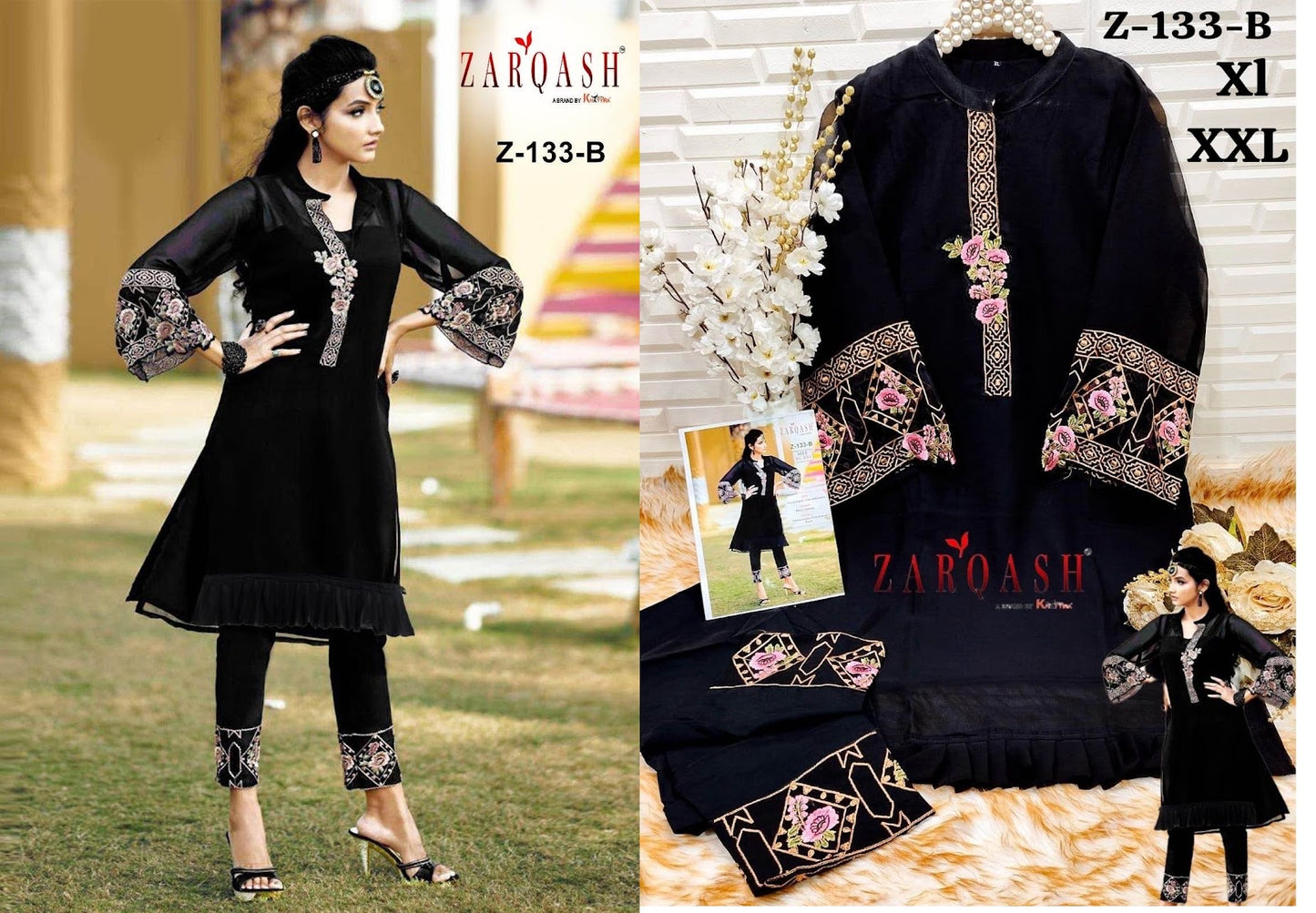 133 Zarqash Fox Georgette Kurti Pant Set