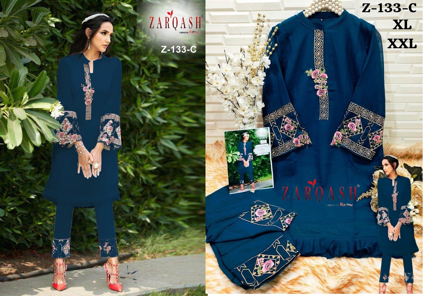 133 Zarqash Fox Georgette Kurti Pant Set