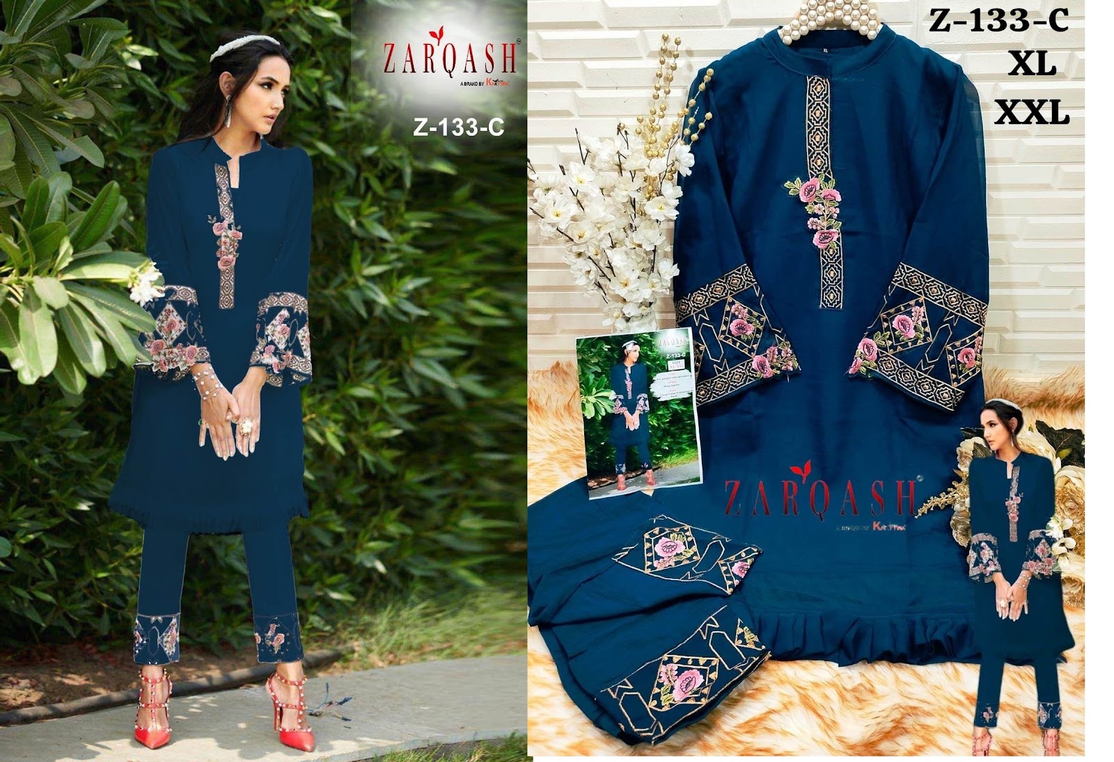 133 Zarqash Fox Georgette Kurti Pant Set