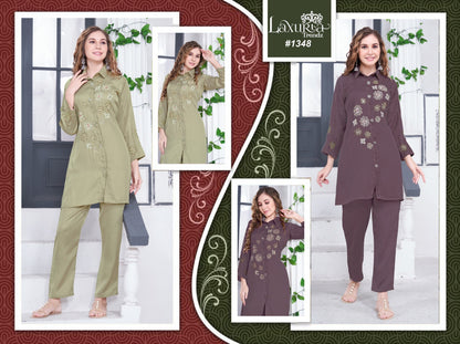 1348 Laxuria Trendz Bsy Satin Co Ord Set
