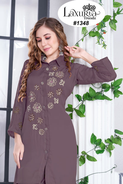 1348 Laxuria Trendz Bsy Satin Co Ord Set