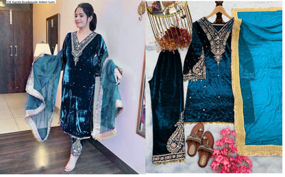 134 Aarohi Viscose Readymade Velvet Suits
