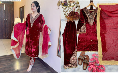 134 Aarohi Viscose Readymade Velvet Suits