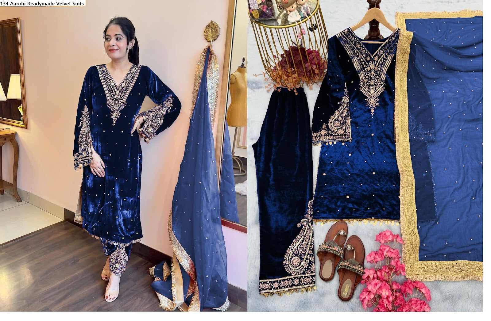 134 Aarohi Viscose Readymade Velvet Suits