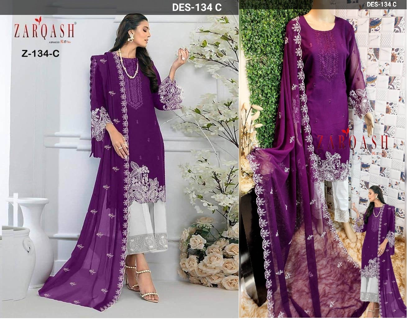134 Zarqash Georgette Pakistani Readymade Suits