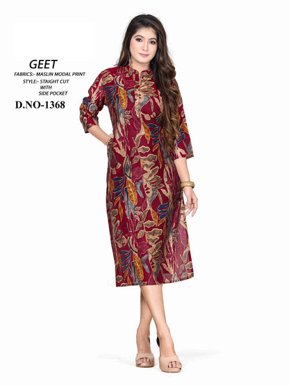 1357-1368 A4U Premium Muslin Knee Length Kurtis