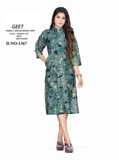 1357-1368 A4U Premium Muslin Knee Length Kurtis