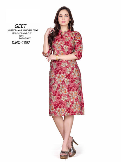 1357-1368 A4U Premium Muslin Knee Length Kurtis