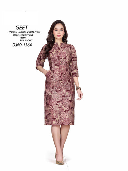 1359-1364 A4U Premium Muslin Knee Length Kurtis