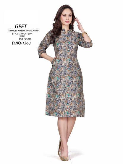 1359-1364 A4U Premium Muslin Knee Length Kurtis