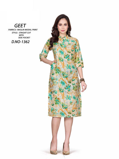 1359-1364 A4U Premium Muslin Knee Length Kurtis