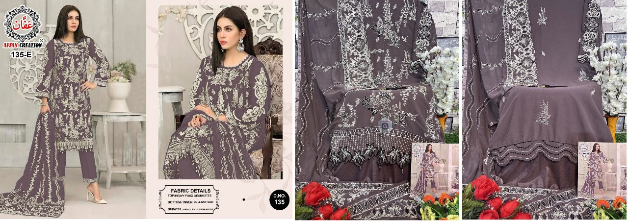 135 Affan Creation Fox Georgette Pakistani Salwar Suits