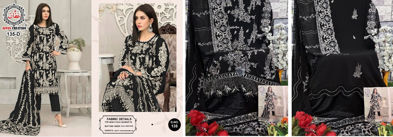 135 Affan Creation Fox Georgette Pakistani Salwar Suits