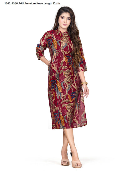1365-1356 A4U Premium Muslin Knee Length Kurtis