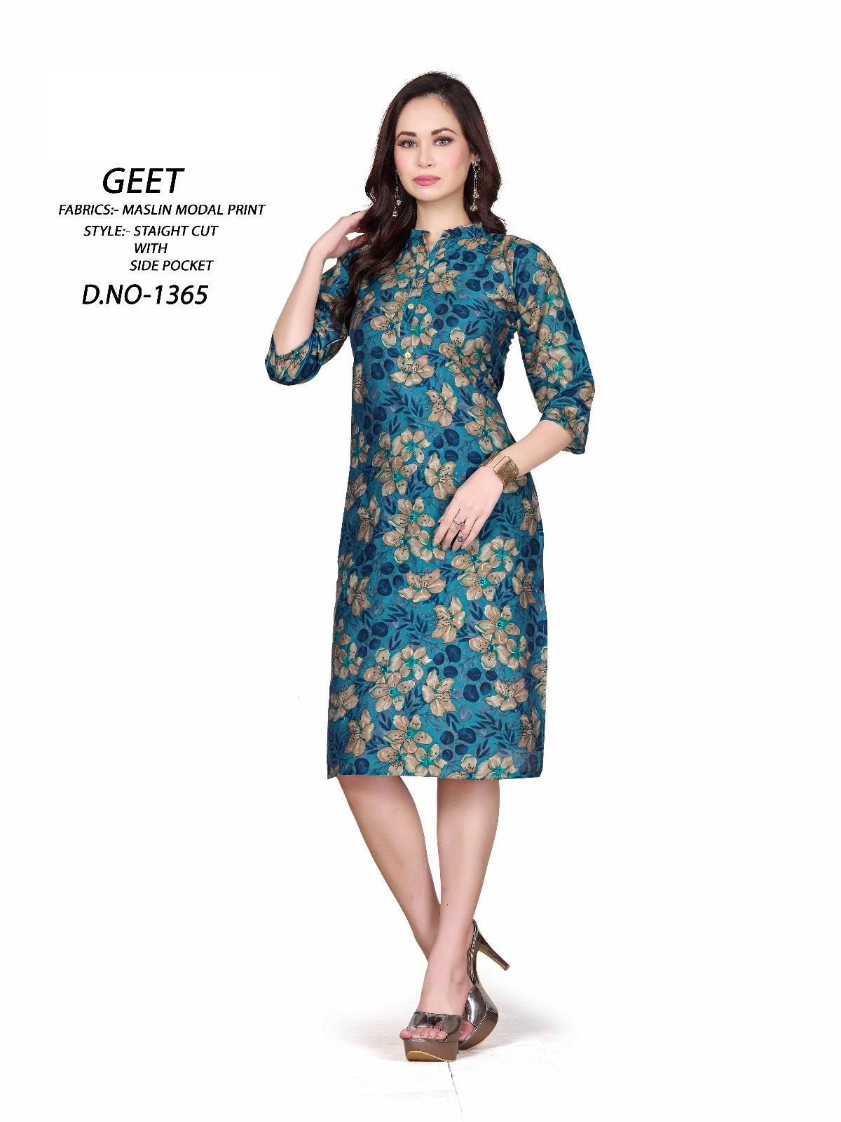 1365-1356 A4U Premium Muslin Knee Length Kurtis