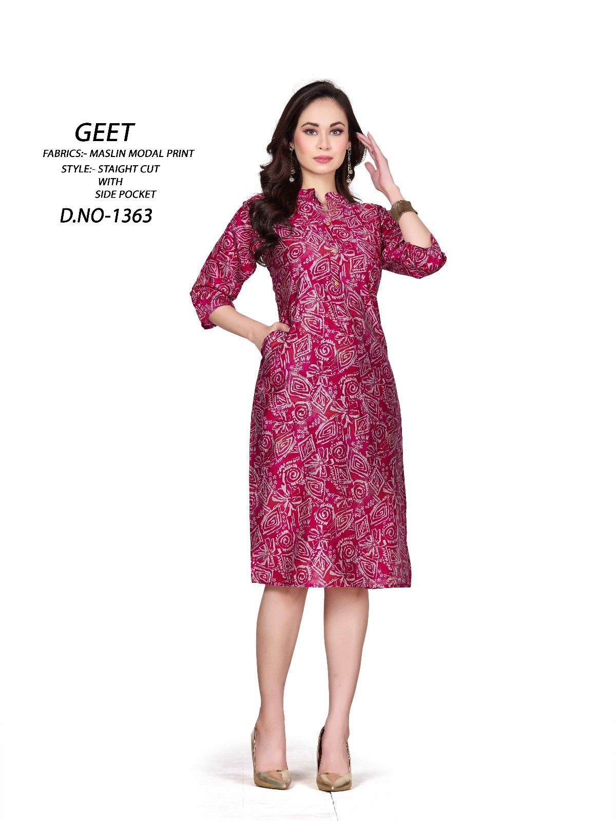 1365-1356 A4U Premium Muslin Knee Length Kurtis