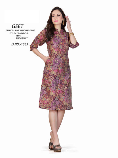 1380-1383-66 A4U Premium Muslin Knee Length Kurtis