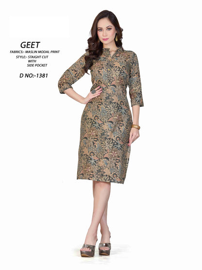 1380-1383-66 A4U Premium Muslin Knee Length Kurtis