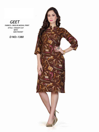 1380-1383-66 A4U Premium Muslin Knee Length Kurtis