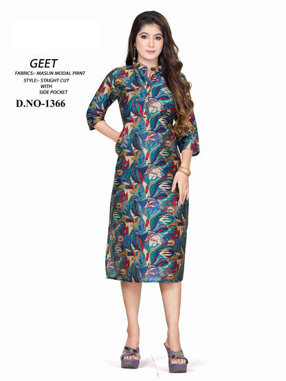 1380-1383-66 A4U Premium Muslin Knee Length Kurtis