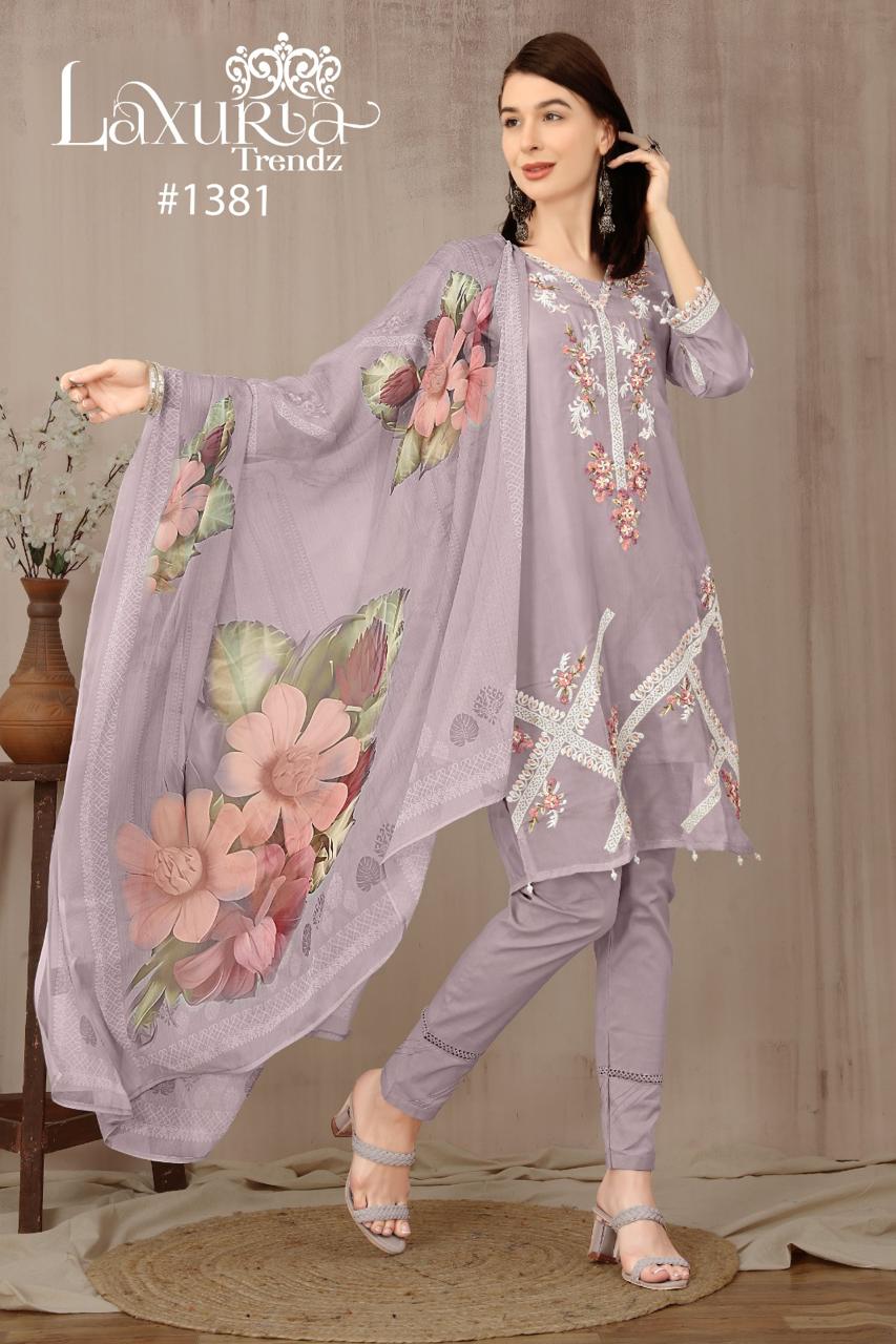 1381 Laxuria Trendz Organza Pakistani Readymade Suits