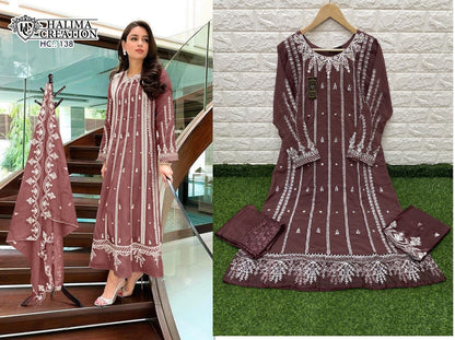 138-New Halima Creation Fox Georgette Pakistani Readymade Suits