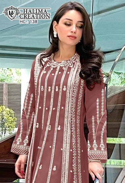 138-New Halima Creation Fox Georgette Pakistani Readymade Suits
