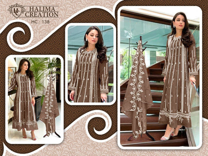 138-New Halima Creation Fox Georgette Pakistani Readymade Suits
