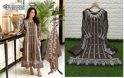 138-New Halima Creation Fox Georgette Pakistani Readymade Suits